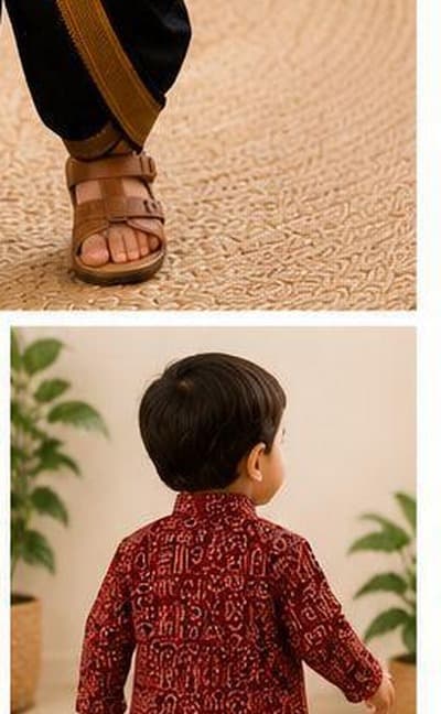 Maroon tribal kurta dhoti set back view