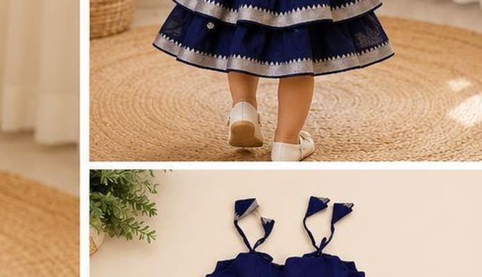 Navy blue tiered tassel dress alternate flat-lay