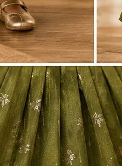 Purple brocade olive skirt set bow and skirt detail